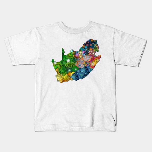 Spirograph Patterned South Africa Provinces Map Kids T-Shirt by RachelEDesigns